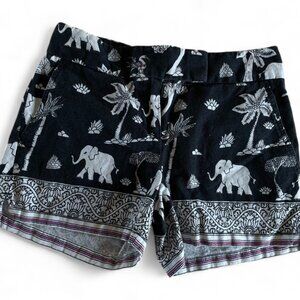 Ann Taylor LOFT Riviera Linen Short - navy, white & pink w/ elephant details